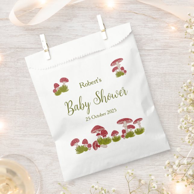 Fly Mushrooms Goblincore Green Baby Shower Gift Favour Bag (Clipped)