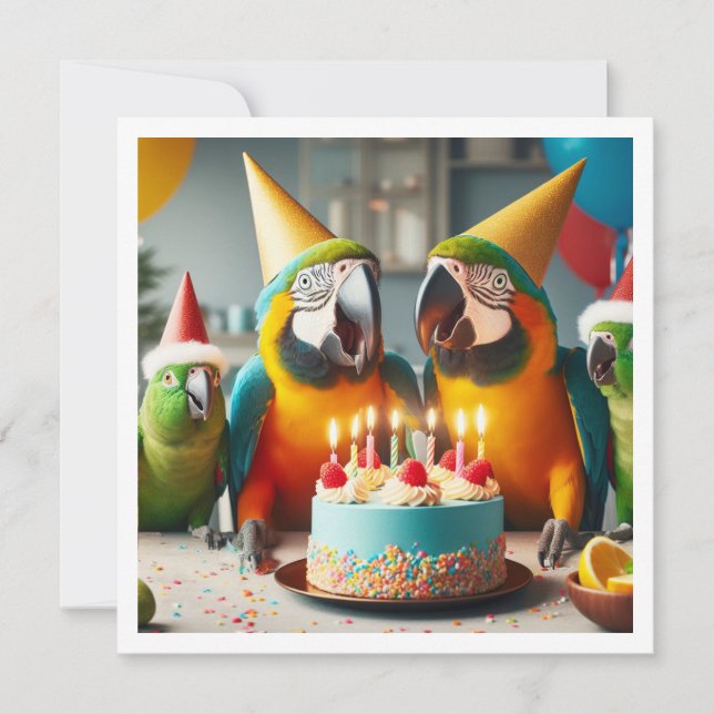 Fly on over! Parrot birthday, bird birthday  Invitation (Front)
