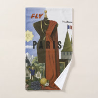 Fly Paris France Vintage Travel Poster