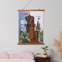 Fly Paris France Vintage Travel Poster