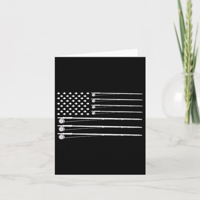 Fly Rod Fishing American Flag  Card (Front)