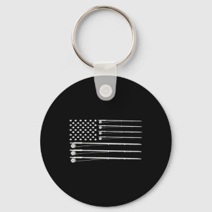 Fly Rod Fishing American Flag Keychain