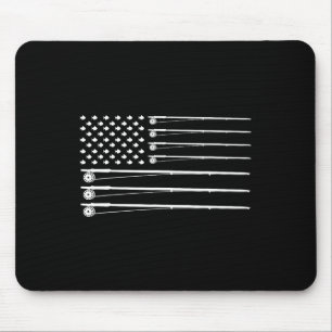 Fly Rod Fishing American Flag Mouse Pad