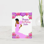 Fly Sister African American Birthday  Card<br><div class="desc">This beautiful and elegant birthday card features pink and purple roses,  and an African American woman in a pink gown.  Get this classy and cute birthday cards for your sister and put a smile on her face.</div>