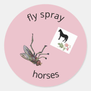 fly spray horses classic round sticker