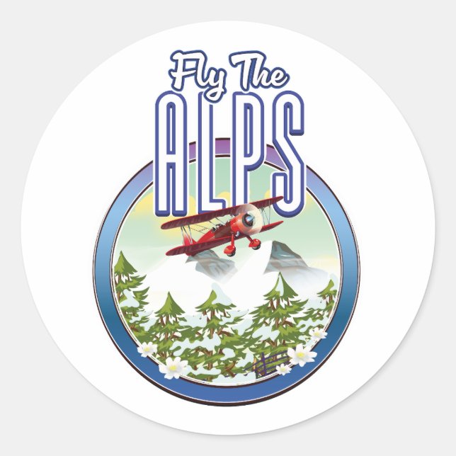 Fly The Alps Classic Round Sticker (Front)