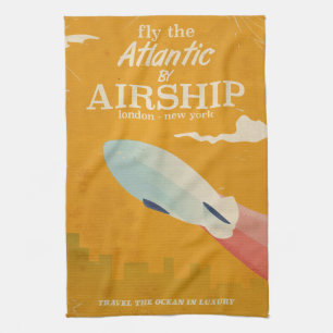 Fly the Atlantic by Airship Vintage print Kitchen Towel