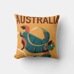 Fly to Australia Vintage travel poster Throw Pillow