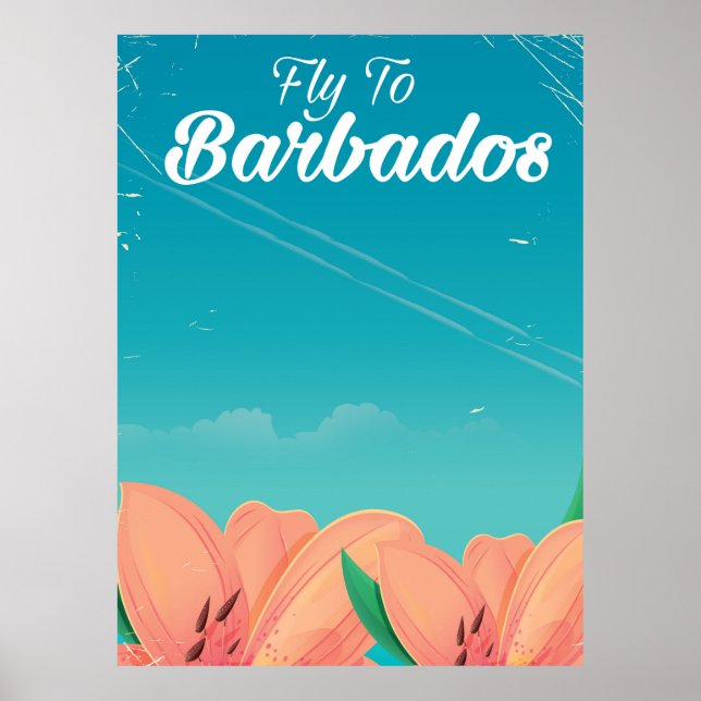 Fly to Barbados classic travel poster (Front)