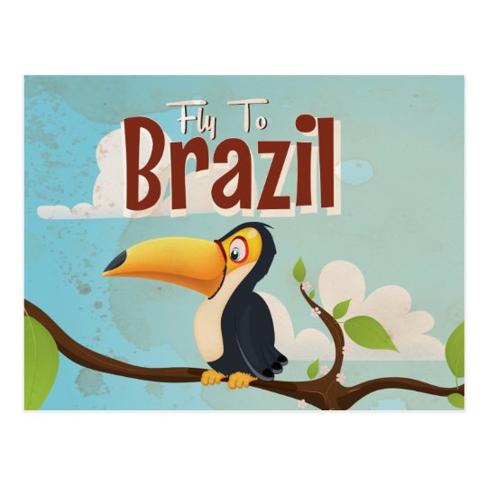 Fly to Brazil vintage Vacation Poster Postcard
