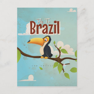 Fly to Brazil vintage Vacation Poster Postcard