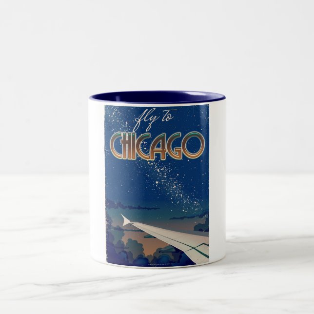 Fly to Chicago Two-Tone Coffee Mug (Center)
