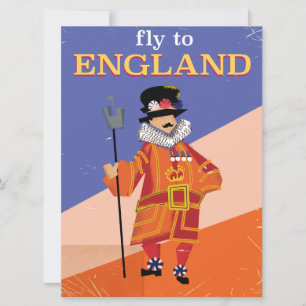 Fly To England vintage travel poster