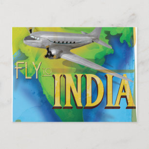 Fly To India Postcard