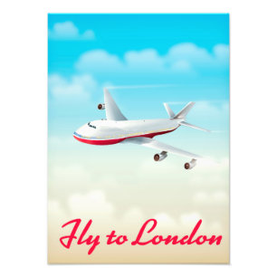 Fly To London Plane poster