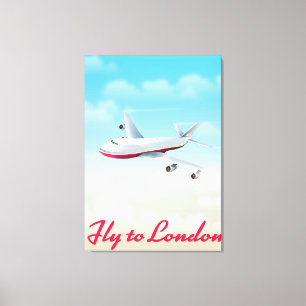 Fly To London Plane poster Canvas Print