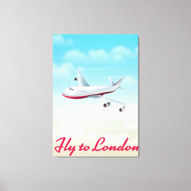 Fly To London Plane poster Canvas Print (Front)