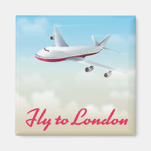 Fly To London Plane poster Magnet
