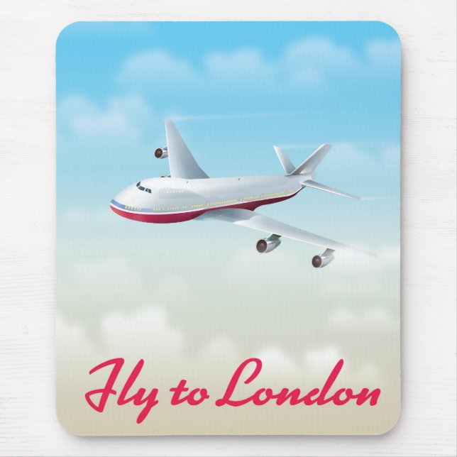 Fly To London Plane poster Mouse Pad (Front)