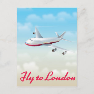 Fly To London Plane poster Postcard