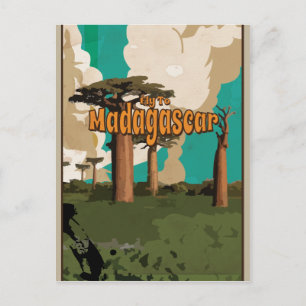 Fly to Madagascar Vintage Vacation Poster Postcard