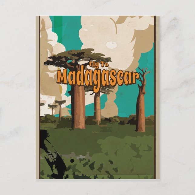 Fly to Madagascar Vintage Vacation Poster Postcard (Front)