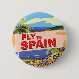 Fly To Spain 2 Inch Round Button
