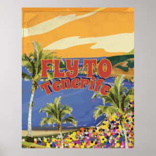 Fly To Tenerife Vintage Travel Poster
