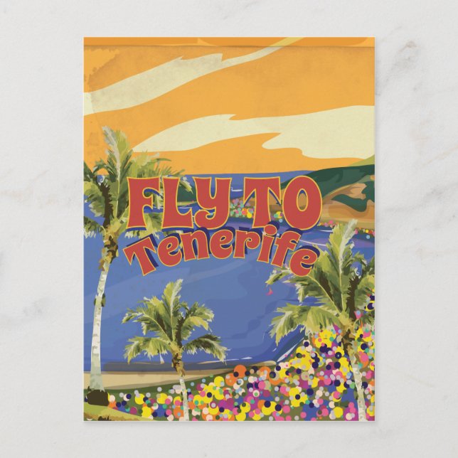 Fly To Tenerife Vintage Travel Poster Postcard (Front)