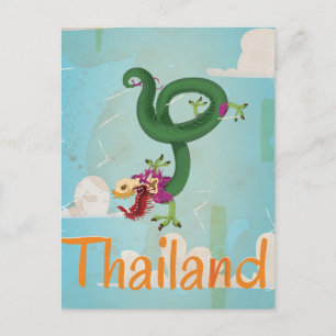 Fly to Thailand Vintage Travel Poster Postcard