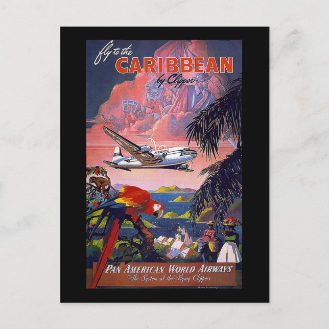 Fly To The Caribbean Pan American World Airways Postcard (Front)