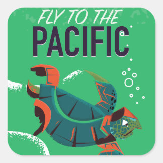 Fly to the Pacific Vintage travel poster Square Sticker
