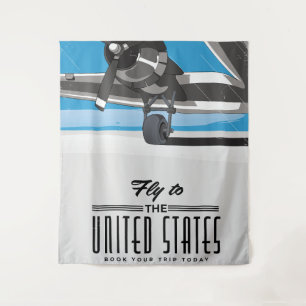 Fly to the United States Travel poster Tapestry
