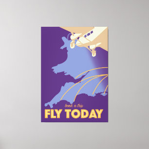 Fly Today Vintage Style travel poster Canvas Print