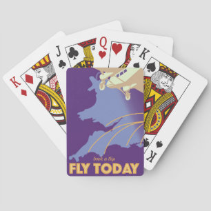 Fly Today Vintage Style travel poster Playing Cards