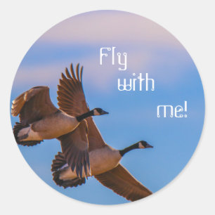 fly with me ! classic round sticker