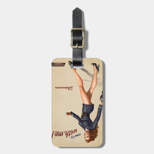 fly with me luggage tag personalize (Front Vertical)