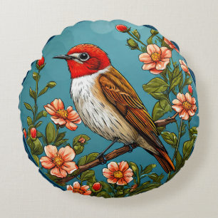 Flycatcher Bird Wildlife Songbird Decorative Round Pillow