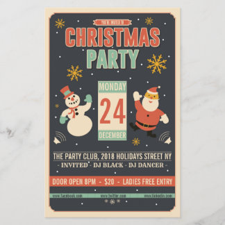 Flyer de fête rétro de Noël