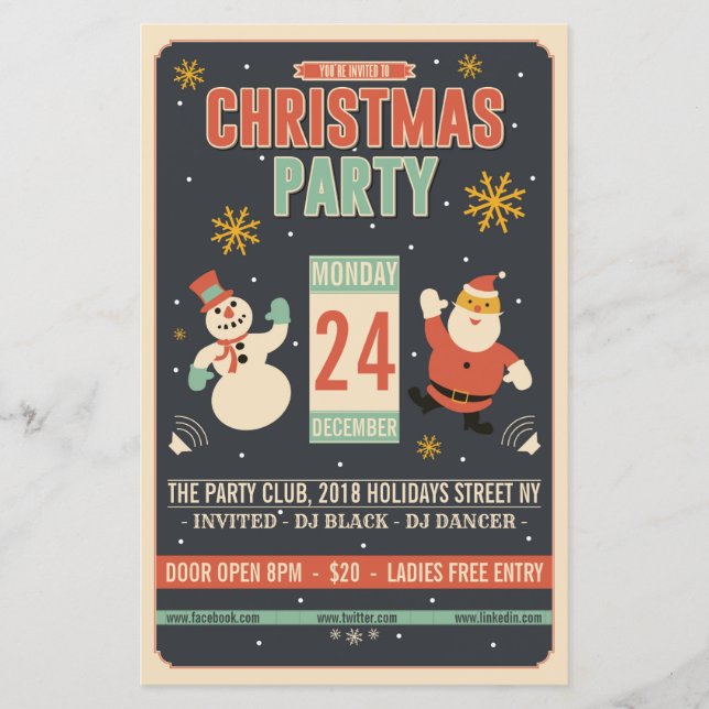 Flyer de fête rétro de Noël (Devant)