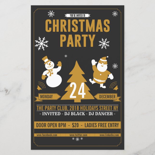 Flyer de fête rétro de Noël (Devant)