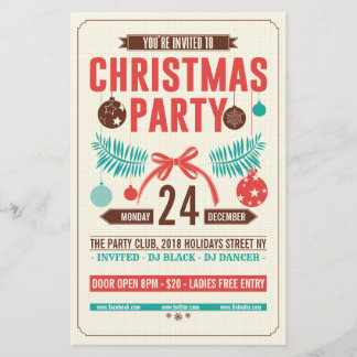 Flyer de fête rétro de Noël