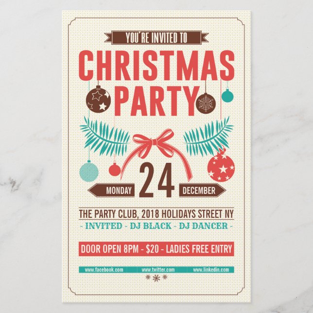 Flyer de fête rétro de Noël (Devant)