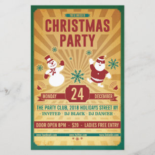 Flyer de fête rétro de Noël