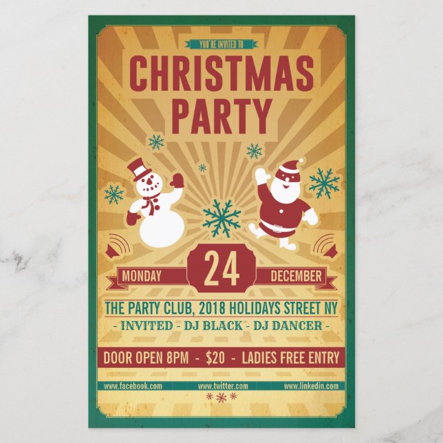 Flyer de fête rétro de Noël (Devant)