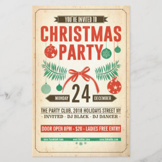 Flyer de fête rétro de Noël