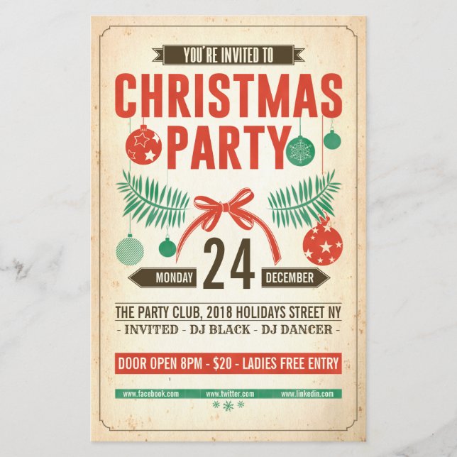 Flyer de fête rétro de Noël (Devant)