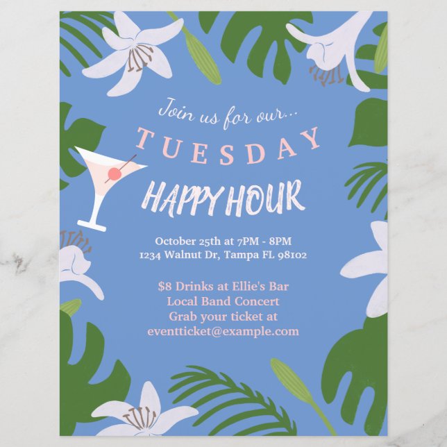 Flyer de l'heure heureuse de bar (Devant)
