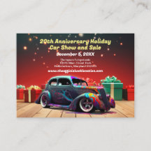 Flyer de vacances Retro Hot Rod Auto Cartes de vis