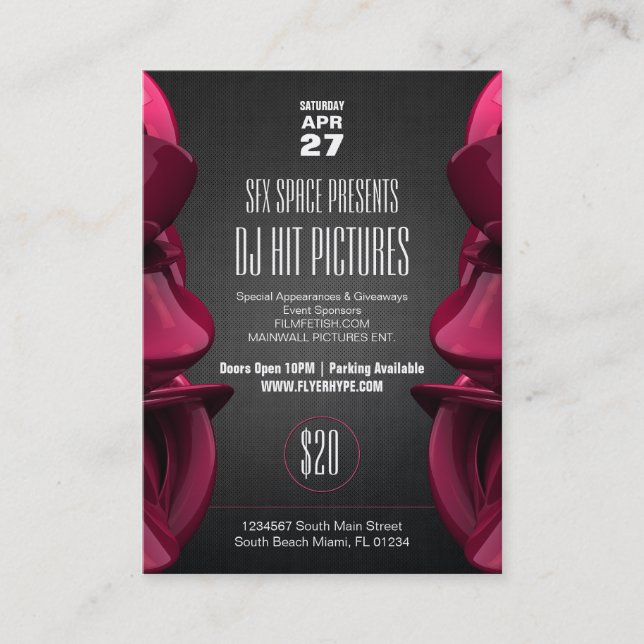 Flyer Hype Pinwall Club Party Event Card Pack (Front)